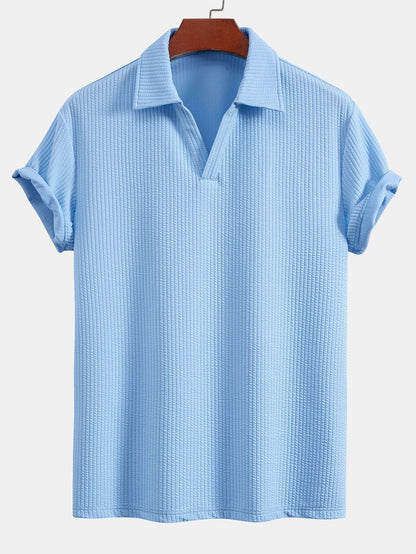 Strukturiertes V-Ausschnitt-Polo & Shorts