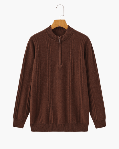 100% Cashmere Ribbed Half Zip - SANVELIER