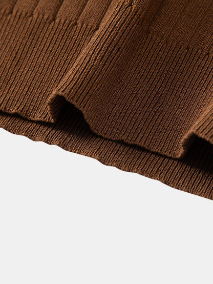 Gestreiftes V-Ausschnitt Strick-Polo