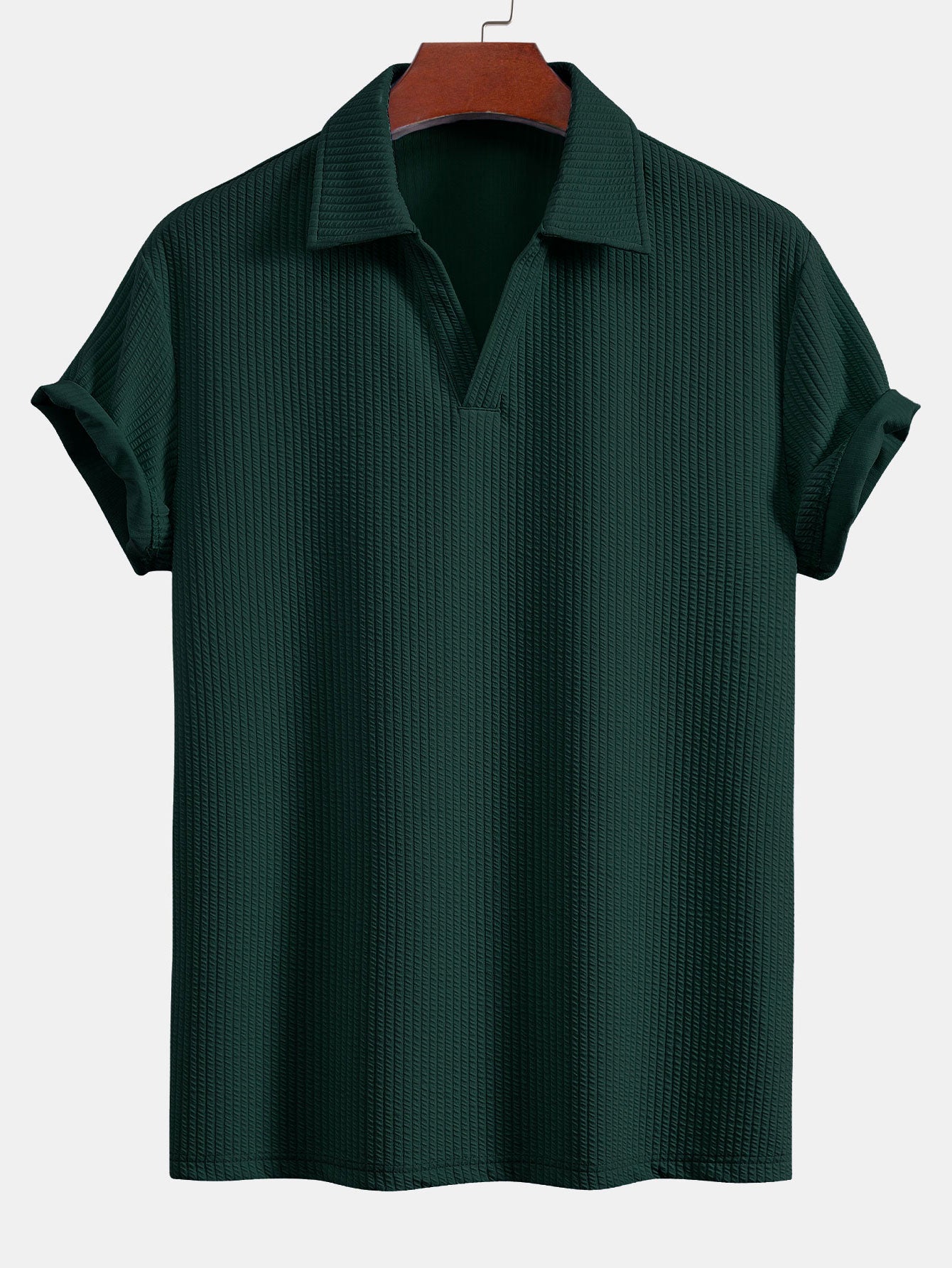 Strukturiertes V-Ausschnitt-Polo & Shorts