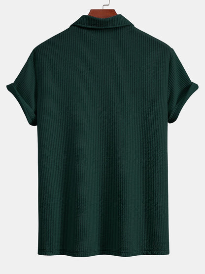 Strukturiertes V-Ausschnitt-Polo & Shorts
