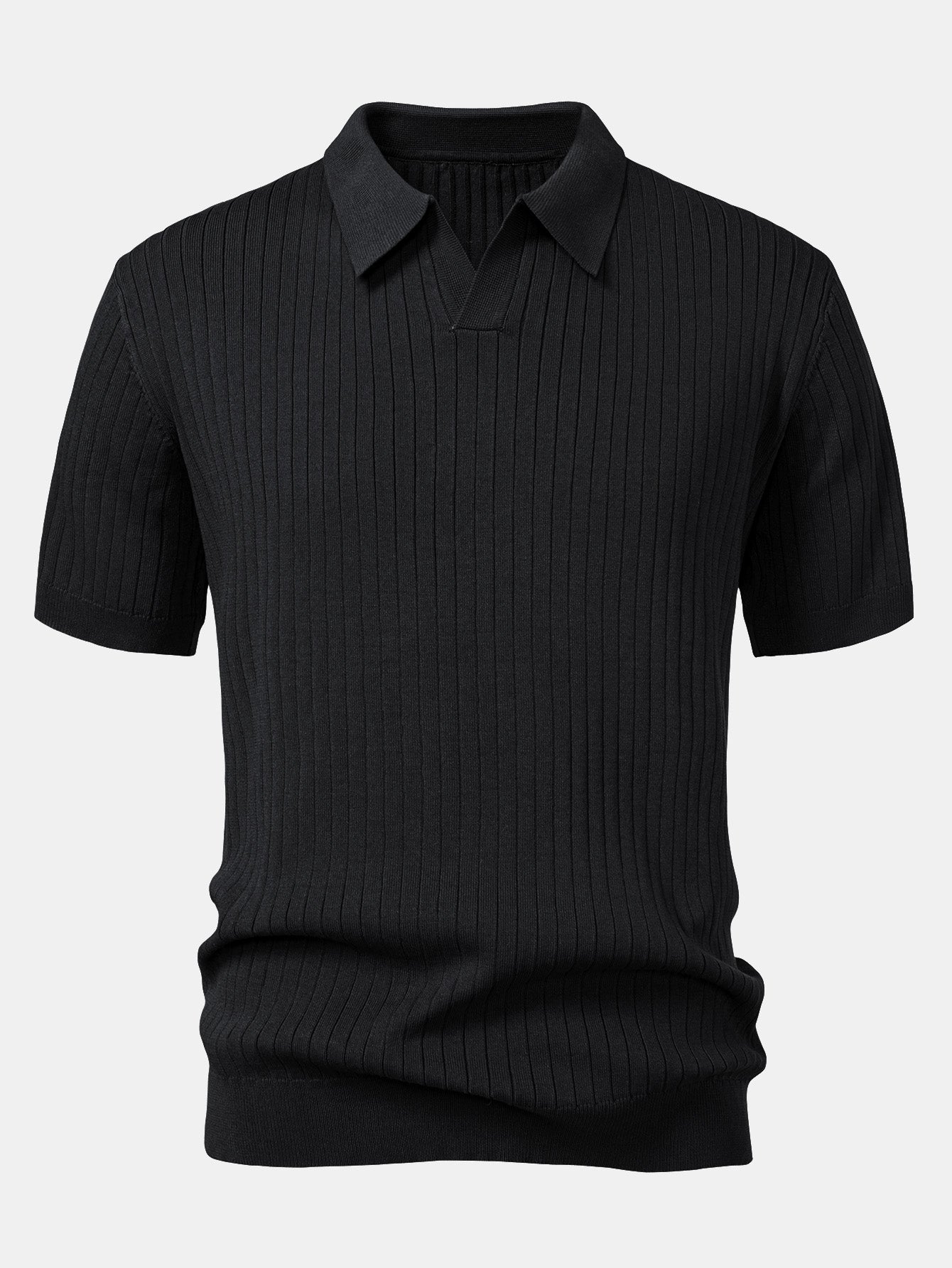 Gestreiftes V-Ausschnitt Strick-Polo