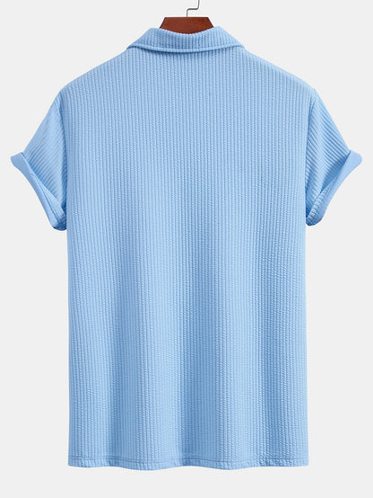 Strukturiertes V-Ausschnitt-Polo & Shorts