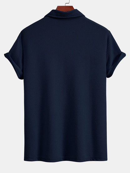 Strukturiertes V-Ausschnitt-Polo & Shorts