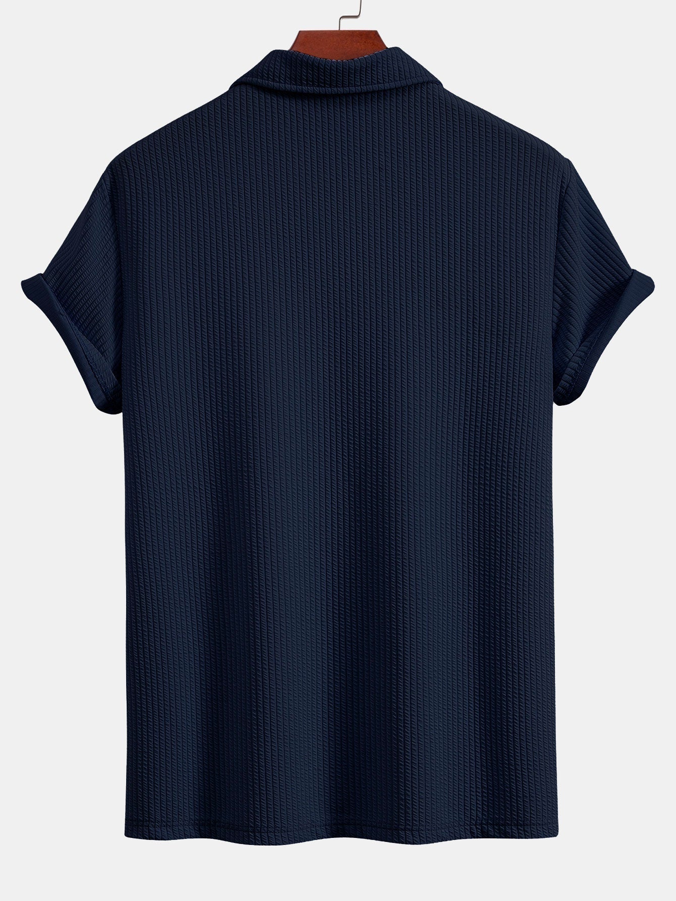 Strukturiertes V-Ausschnitt Polohemd & Hose Set