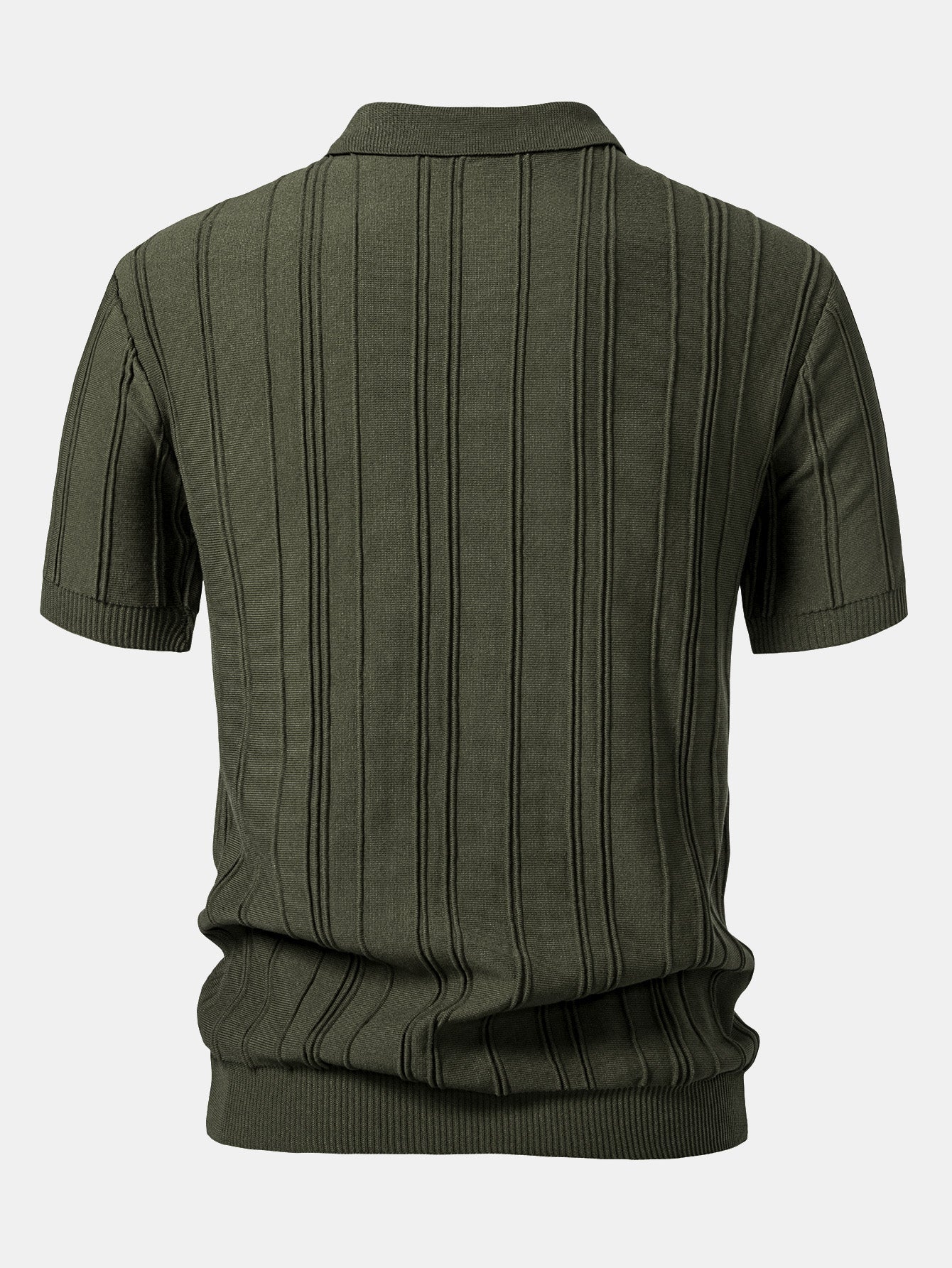 Gestreiftes Jacquard-Strick-Poloshirt mit Reißverschluss
