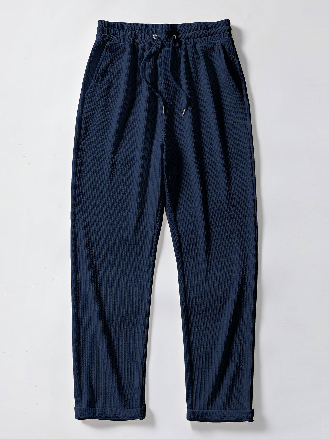 Strukturiertes V-Ausschnitt Polohemd & Hose Set