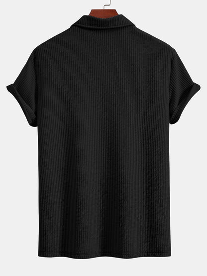Strukturiertes V-Ausschnitt-Polo & Shorts
