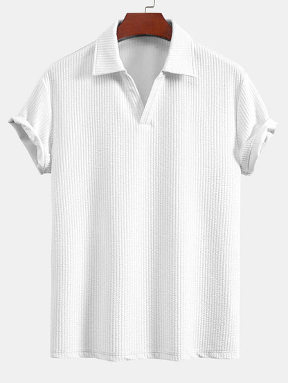 Strukturiertes V-Ausschnitt-Polo & Shorts