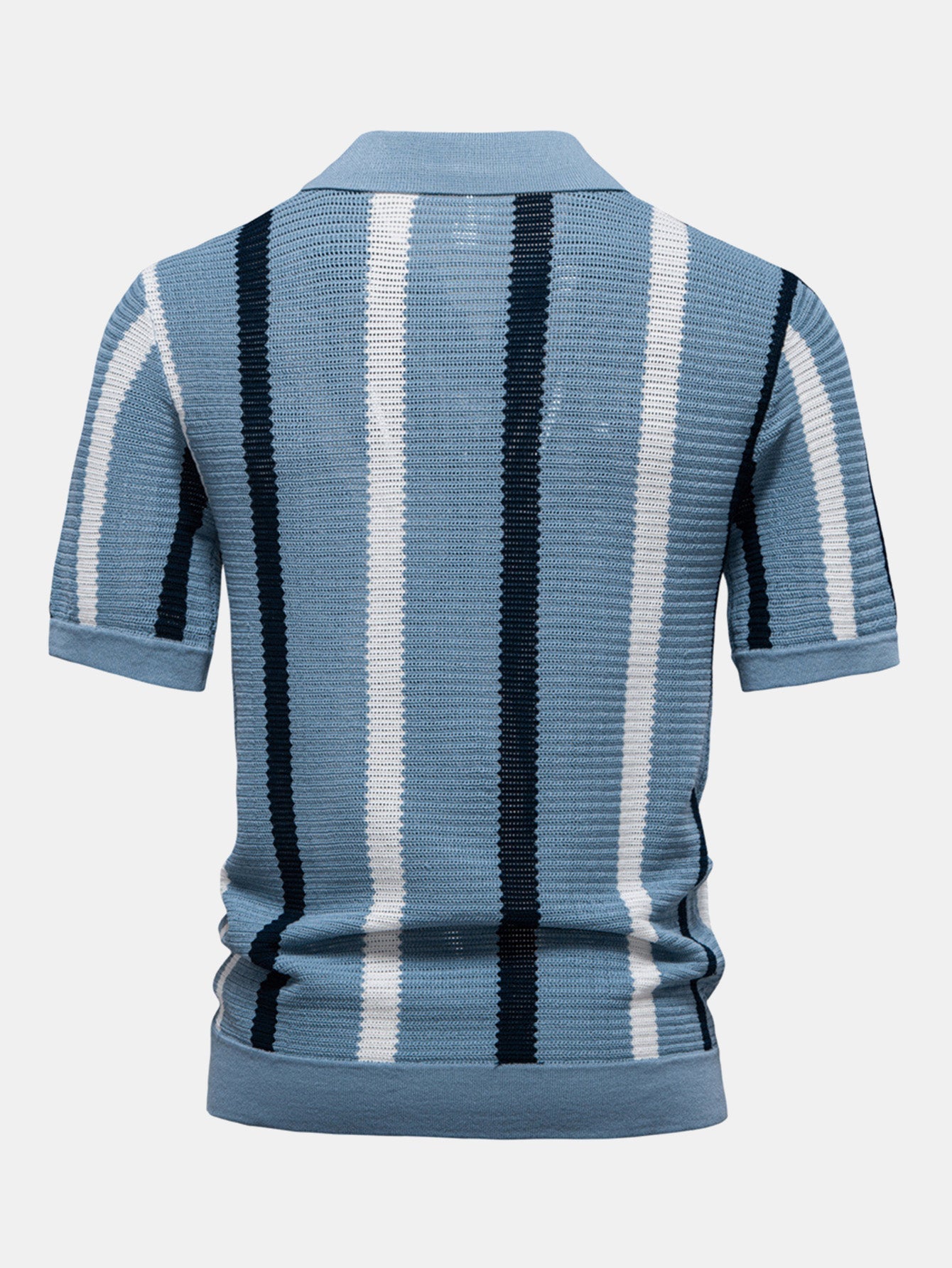 Gestreiftes V-Ausschnitt Strickpolohemd