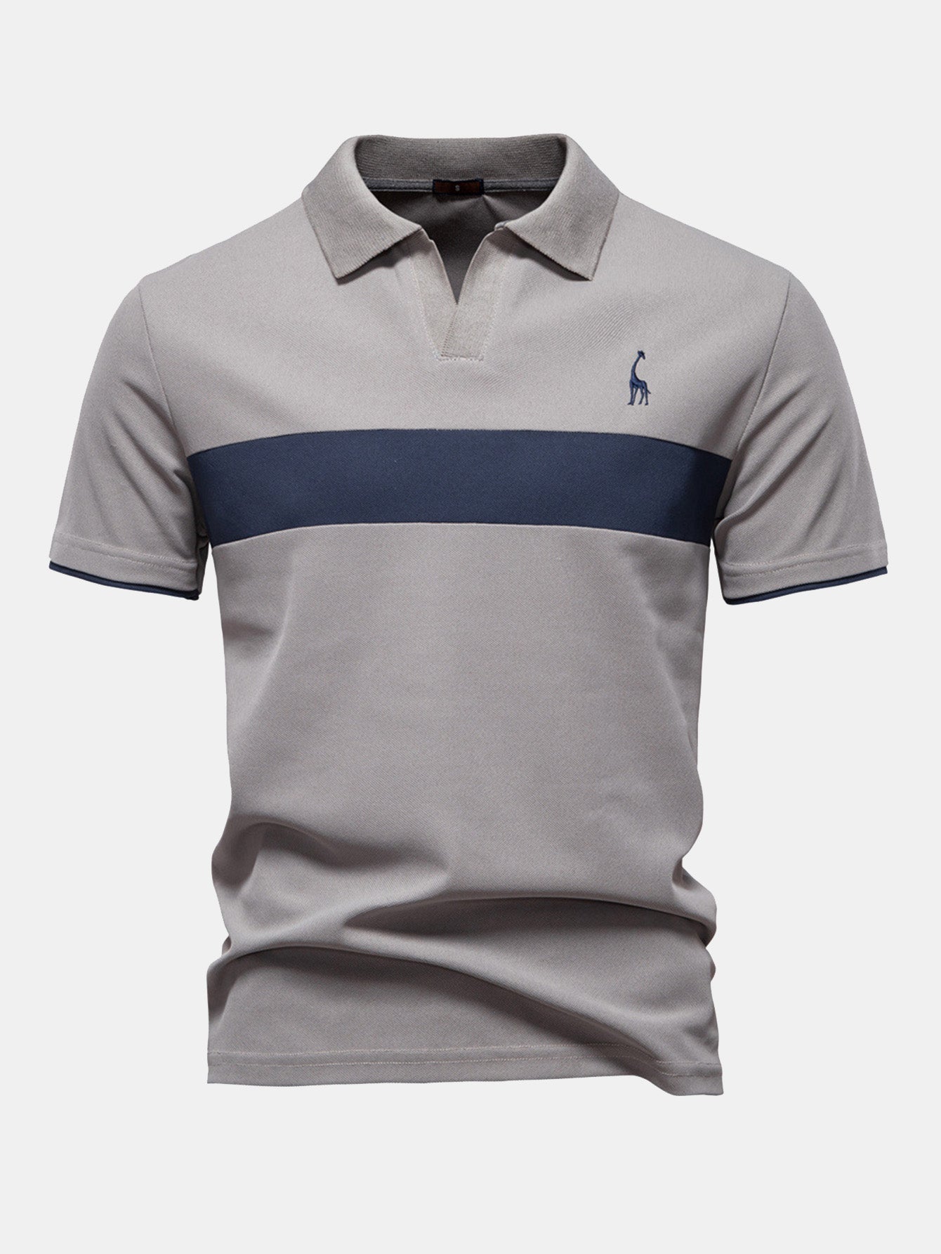 V-Ausschnitt Poloshirt mit Kontrast-Piqué-Design