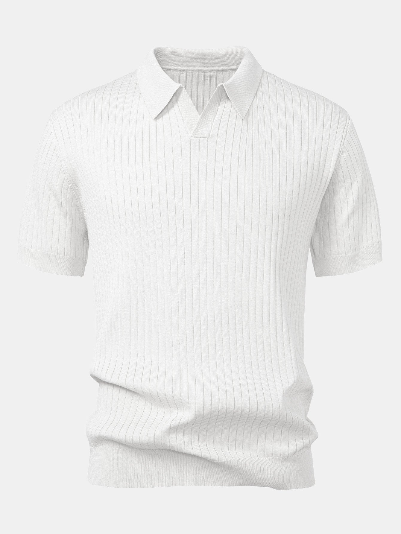 Gestreiftes V-Ausschnitt Strick-Polo
