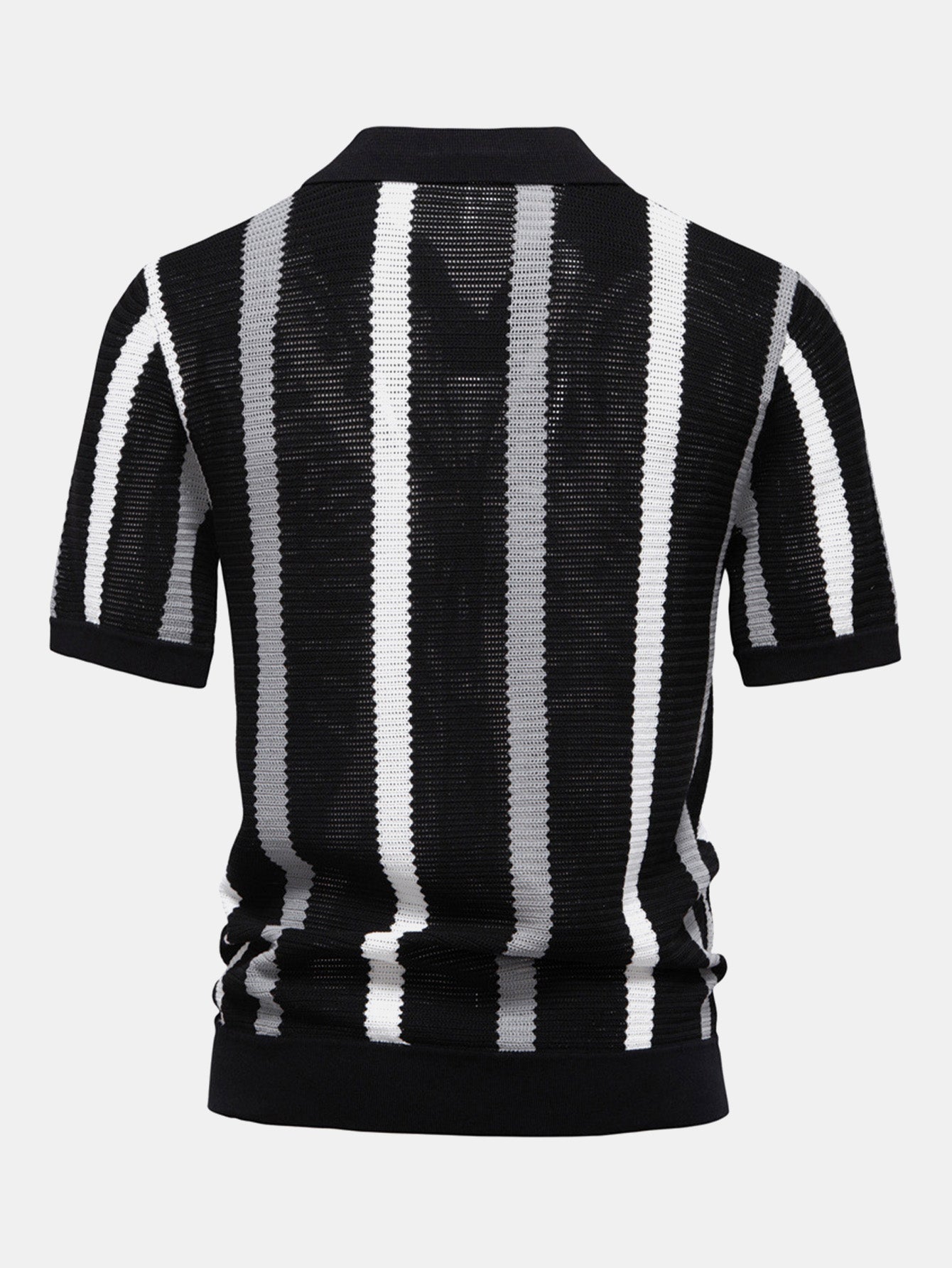 Gestreiftes V-Ausschnitt Strickpolohemd